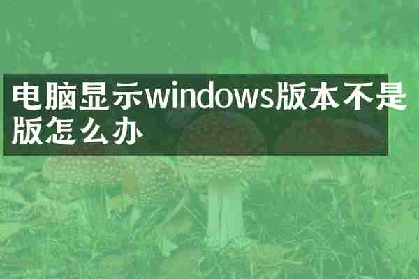电脑显示windows版本不是正版怎么办