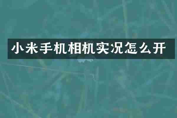 小米手机相机实况怎么开