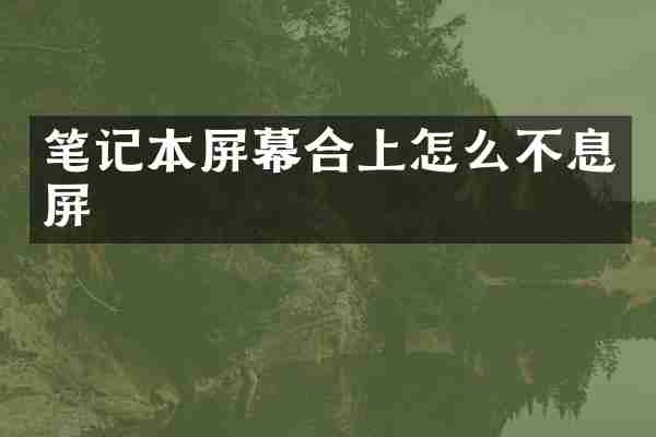 笔记本屏幕合上怎么不息屏