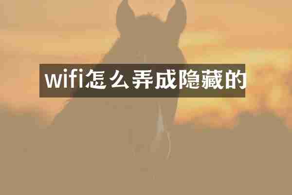 wifi怎么弄成隐藏的