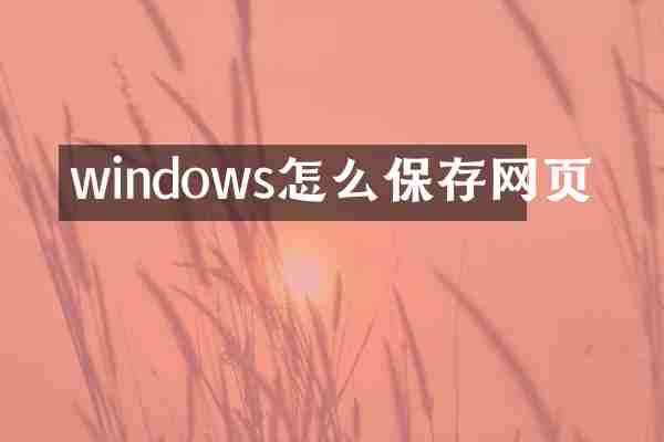 windows怎么保存网页
