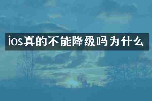 ios真的不能降级吗为什么
