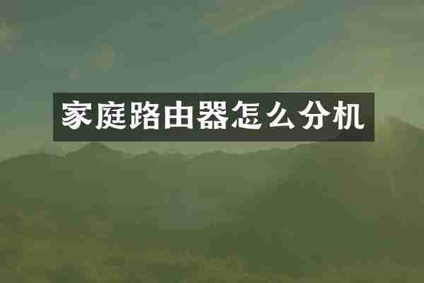 家庭路由器怎么分机