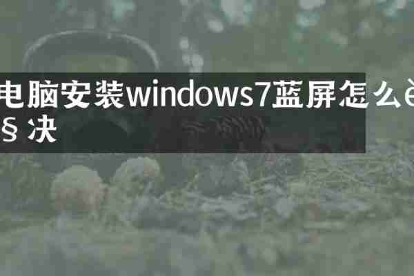 电脑安装windows7蓝屏怎么解决
