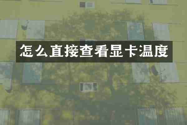 怎么直接查看显卡温度