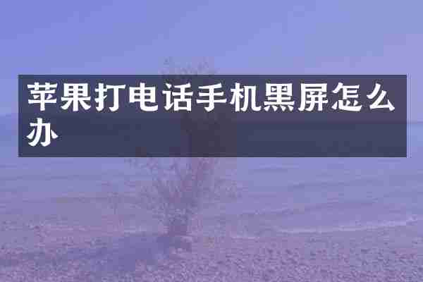 苹果打电话手机黑屏怎么办