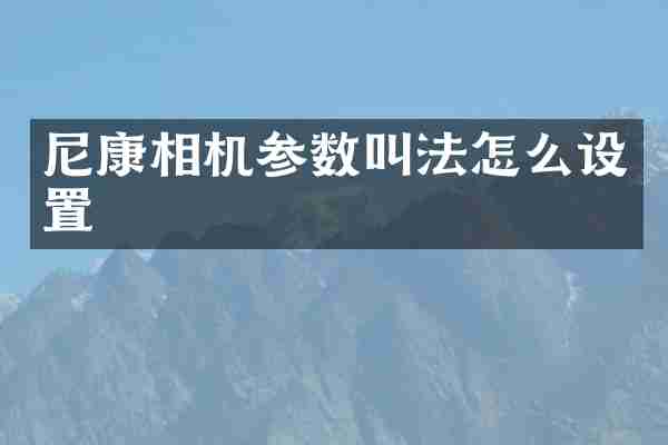 尼康相机参数叫法怎么设置