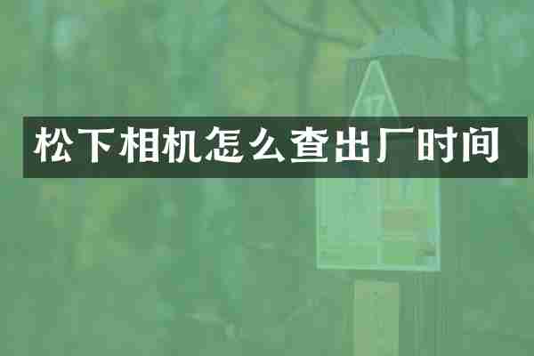 松下相机怎么查出厂时间