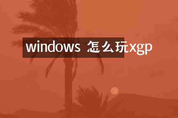windows 怎么玩xgp