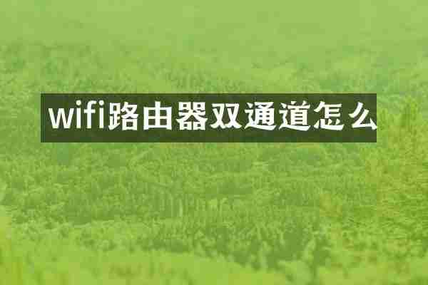 wifi路由器双通道怎么