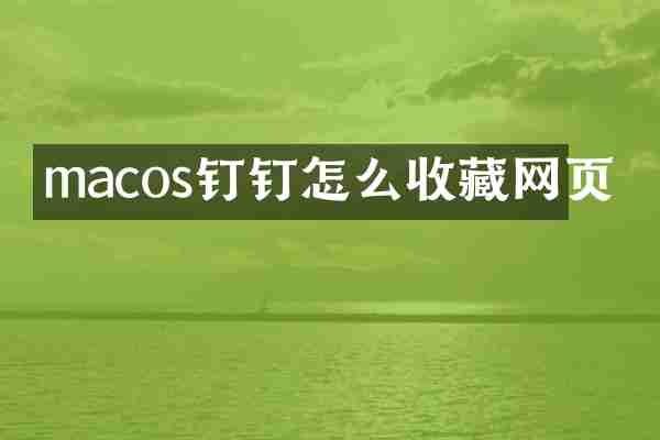 macos钉钉怎么收藏网页