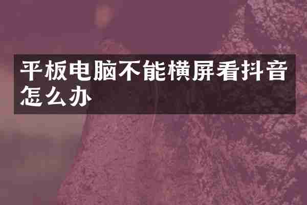 平板电脑不能横屏看抖音怎么办