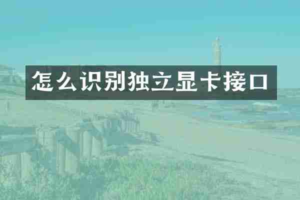 怎么识别独立显卡接口