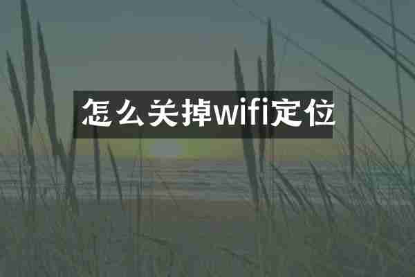 怎么关掉wifi定位