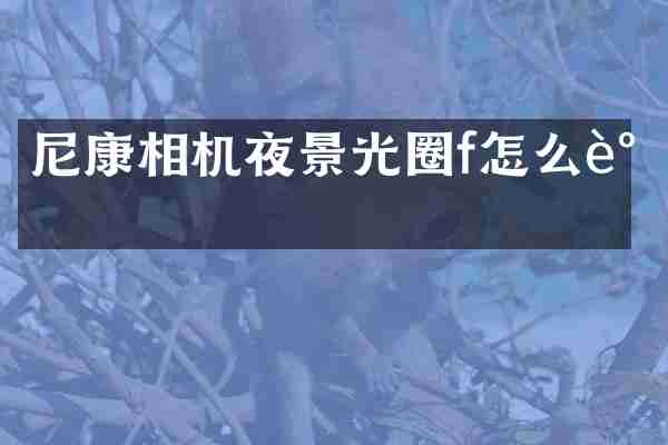 尼康相机夜景光圈f怎么调