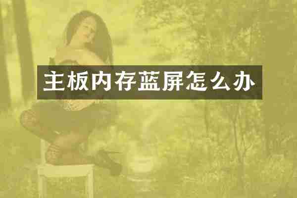 主板内存蓝屏怎么办