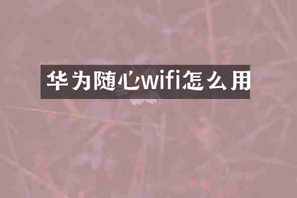 华为随心wifi怎么用
