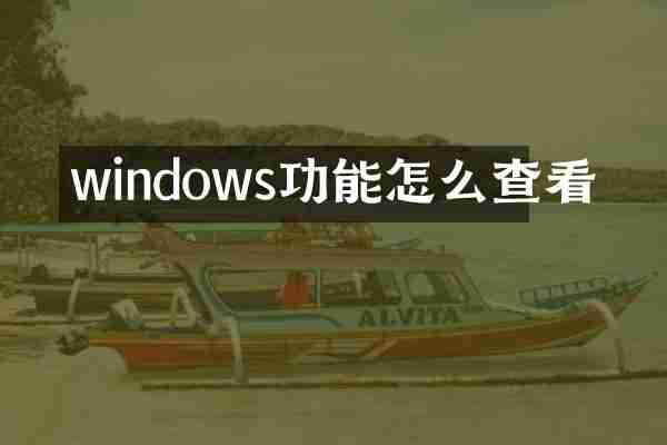 windows功能怎么查看