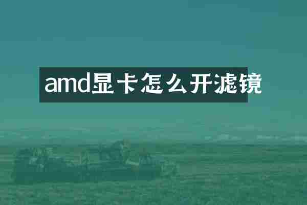 amd显卡怎么开滤镜