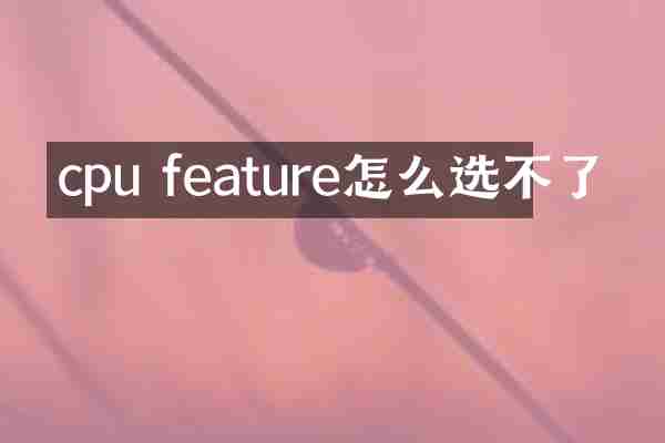 cpu feature怎么选不了