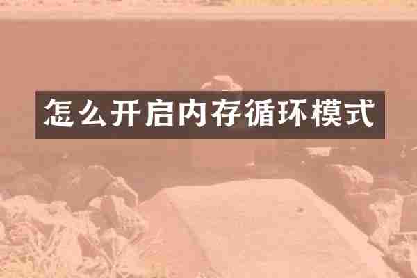 怎么开启内存循环模式