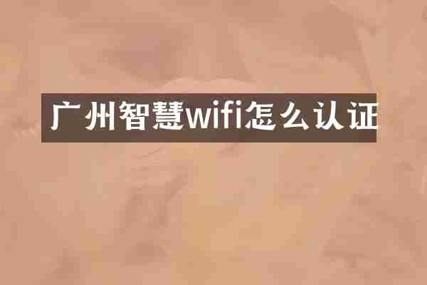 广州智慧wifi怎么认证
