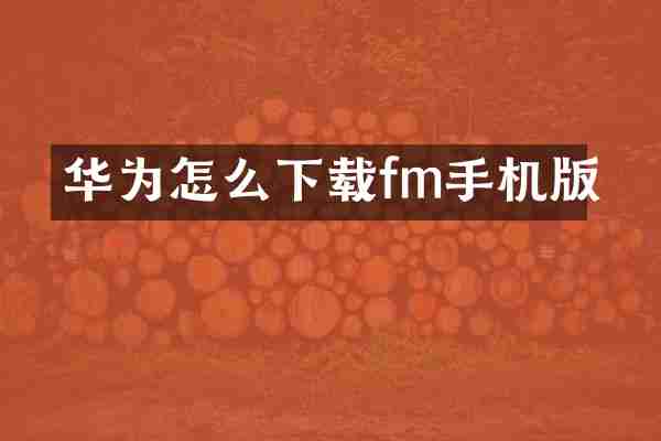 华为怎么下载fm手机版