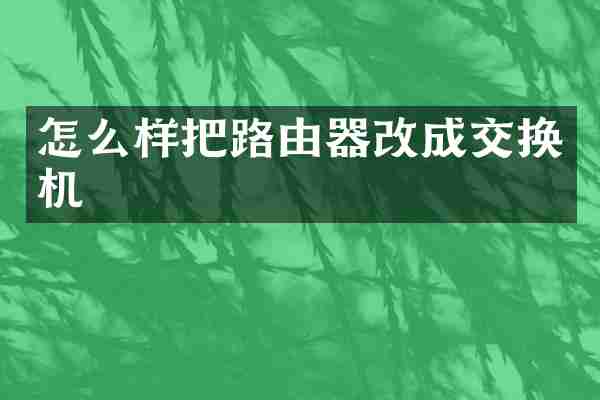 怎么样把路由器改成交换机
