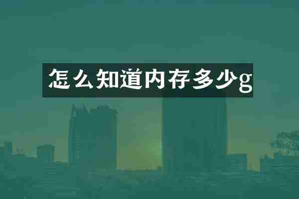 怎么知道内存多少g