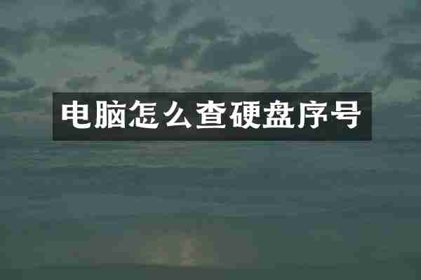 电脑怎么查硬盘序号