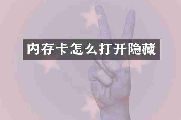 内存卡怎么打开隐藏