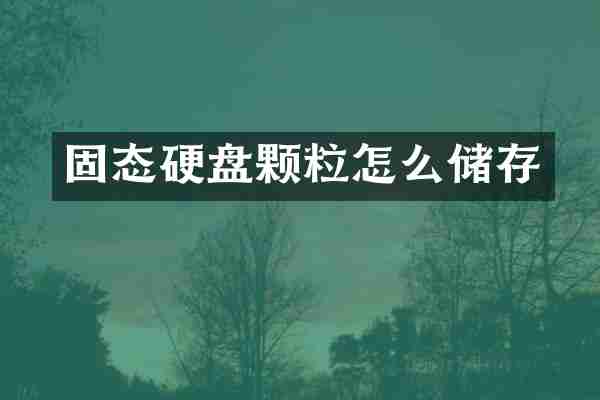 固态硬盘颗粒怎么储存