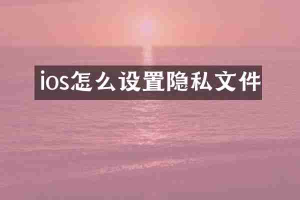 ios怎么设置隐私文件