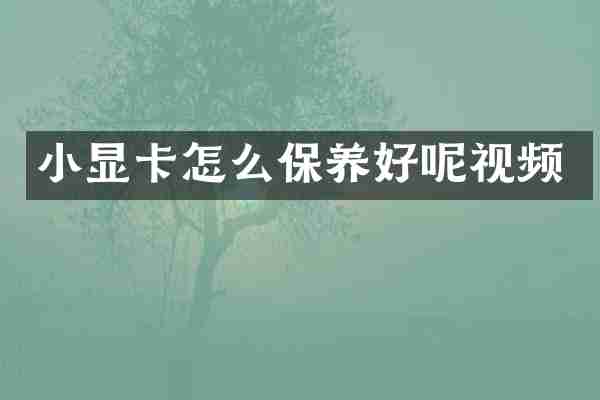 小显卡怎么保养好呢视频