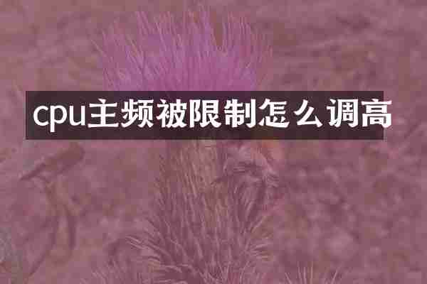 cpu主频被限制怎么调高