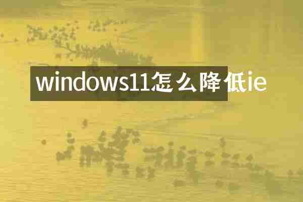 windows11怎么降低ie