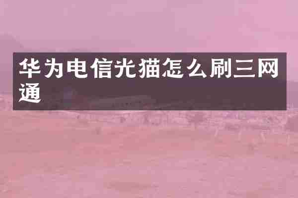 华为电信光猫怎么刷三网通