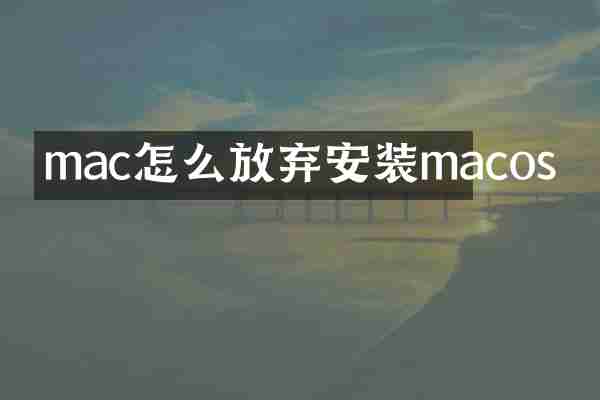 mac怎么放弃安装macos