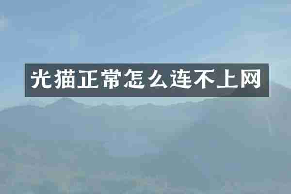 光猫正常怎么连不上网