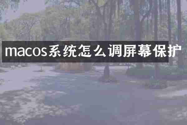 macos系统怎么调屏幕保护