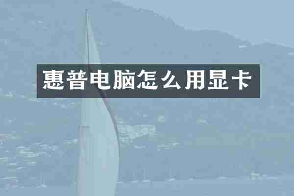 惠普电脑怎么用显卡