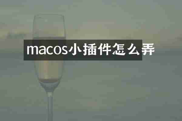 macos小插件怎么弄