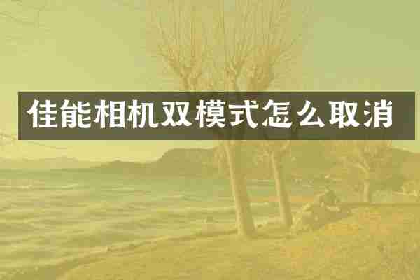 佳能相机双模式怎么取消