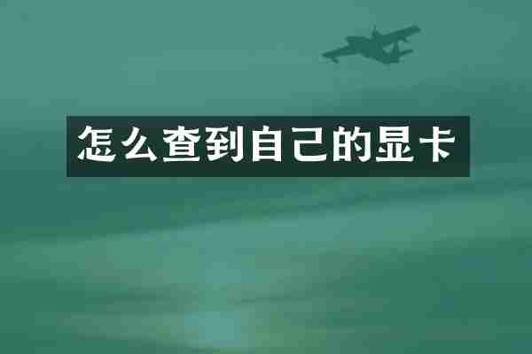 怎么查到自己的显卡