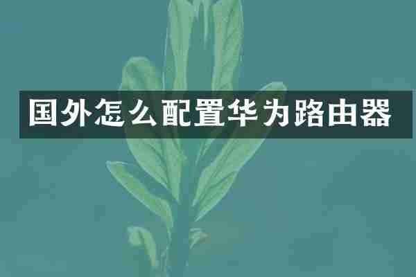 国外怎么配置华为路由器