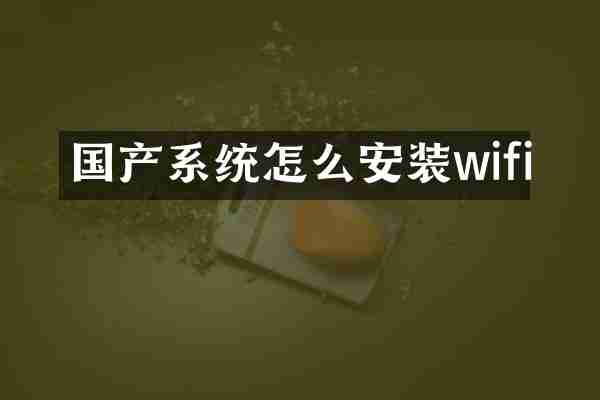 国产系统怎么安装wifi