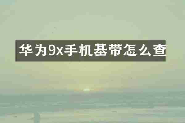 华为9x手机基带怎么查