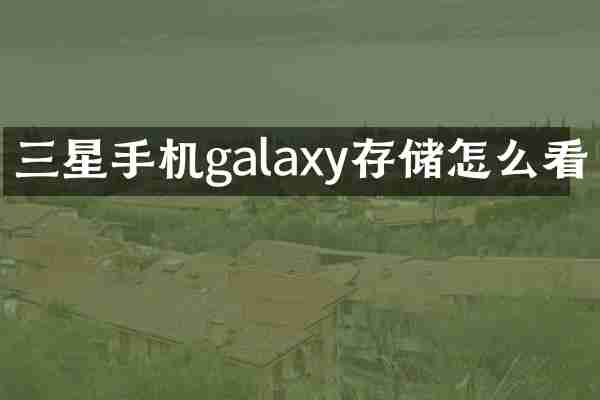 三星手机galaxy存储怎么看