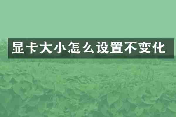 显卡大小怎么设置不变化