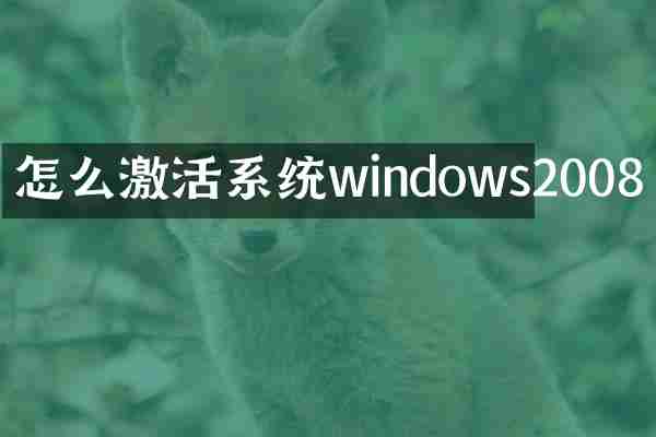 怎么激活系统windows2008